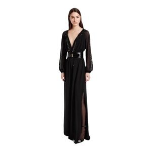 ALTUZARRA for Target Black Chiffon Slit Maxi Dress